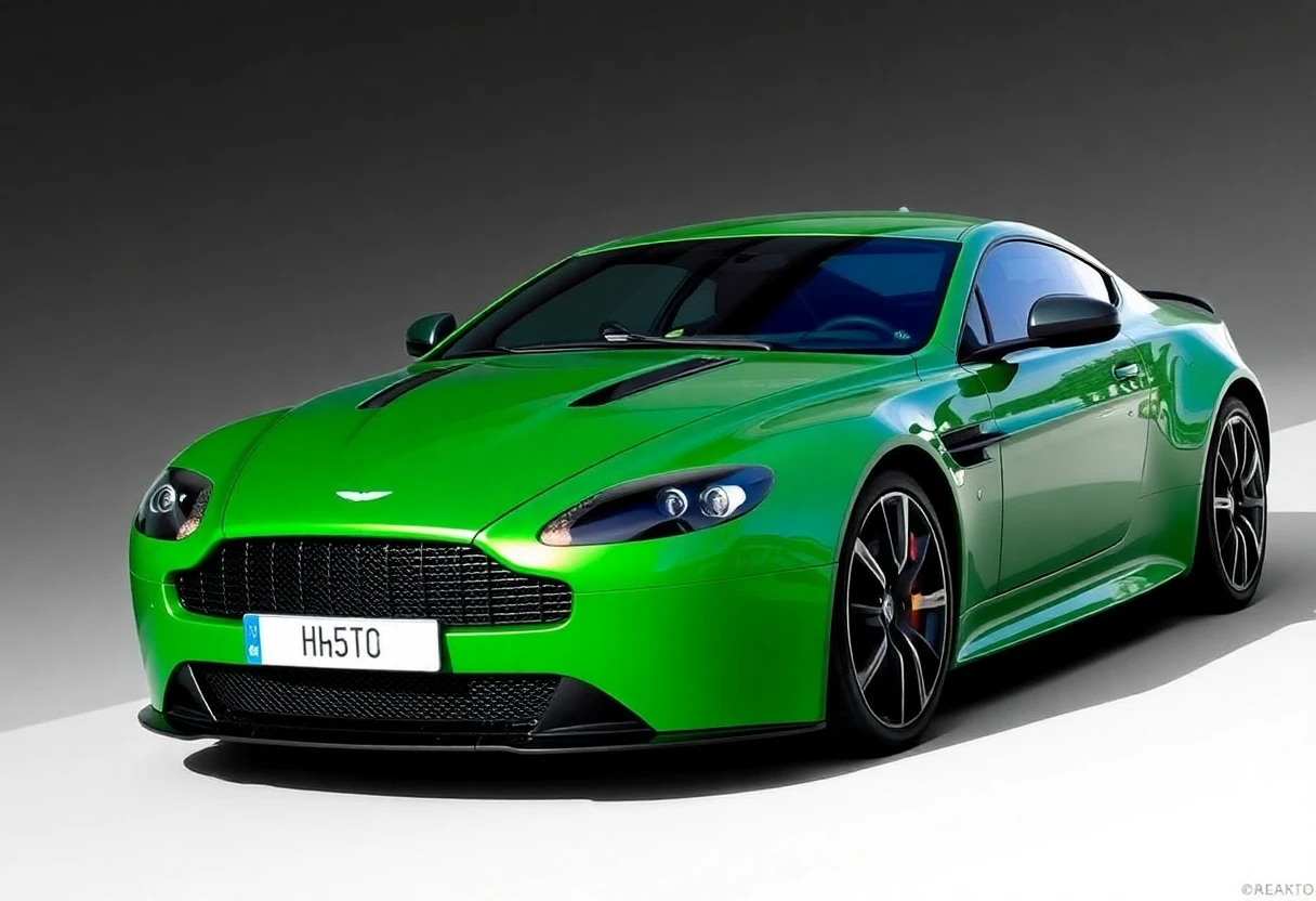 Aston Martin Vantage F1 Edition, voiture de sport verte, vue de 3/4 avant